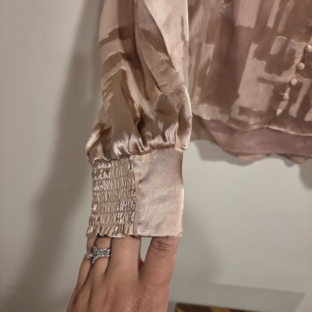 White House Black Market Silk Blend Burnout Blouse Cami Set Small Blush Pink Y2K - Picture 5 of 13